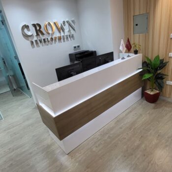 Modern Wooden Reception Desk with Elegant Design